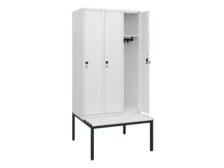 locker met bank,HxBxD 1950x900x815mm,3vak,vak B 300mm,draaigrendel - 2