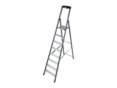 trapladder,eenzijdig,8treden,bordes met profiel,Stand H 1,7m