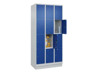 lockerkast,HxBxD 1950x900x500mm,3x4vakken,vak B 300mm,cil.-slot,sokkel - 1