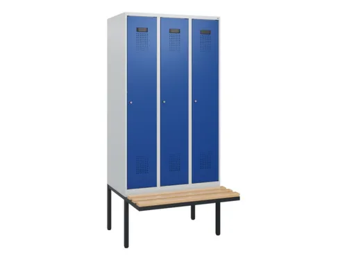 locker met bank,HxBxD 1950x900x815mm,3vak,vak B 300mm,cilinderslot