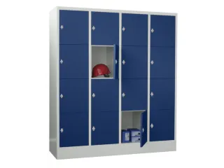 lockerkast,HxBxD 1850x1600x500mm,4x4vakken,RAL7035,front RAL5010 - 2