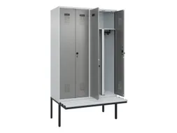 PBM-locker met bank,HxBxD 2120x1200x815mm,4vak,vak B 300mm