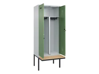 PBM-locker met bank,HxBxD 2120x800x815mm,2vak,vak B 400mm,draaigrendel - 1