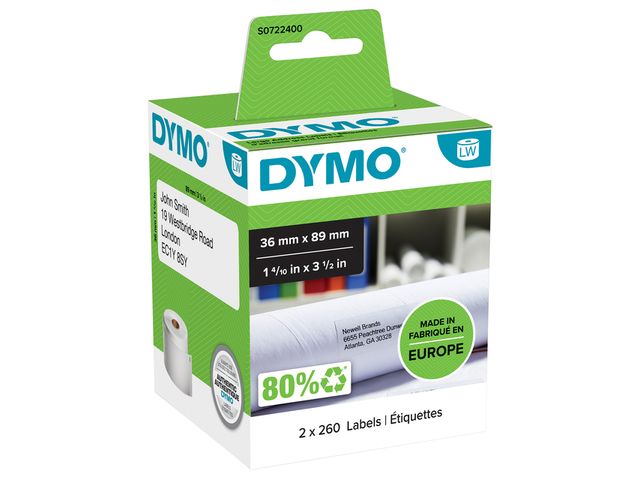 Etiket Dymo 99012 Labelprint Eurolabel 36x89mm S0722400 | LabelprinterOnline.nl