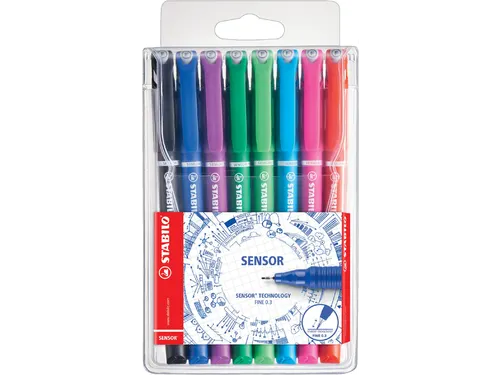 Fineliner STABILO Sensor 189/8 fijn assorti etui à 8 stuks