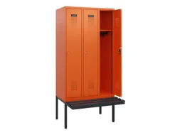 locker met bank,HxBxD 1950x900x815mm,3vak,vak B 300mm,cilinderslot
