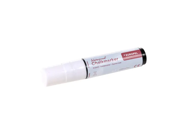 Krijtstift Europel watervast 15mm wit blister 1 stuk