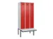 locker met bank,voor scheiding van kleding,HxBxD 2120x900x815mm,3vak