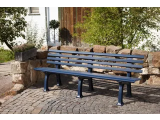 Kunststofbank 740x2000x380mm Zit H 440mm 9 Latten 3 Pootstellen Blauw - 4