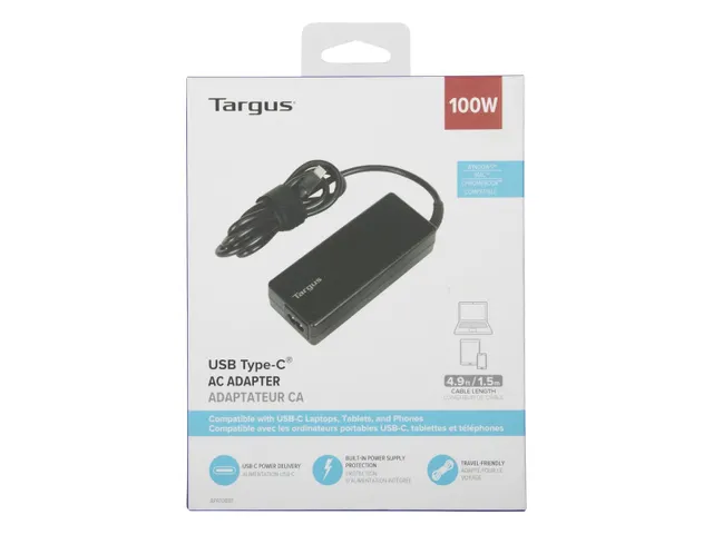 Targus APA108EU, Ordinateur portable, Intérieure, 100 W, CA vers CC,