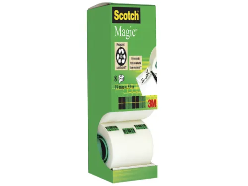 Plakband Scotch Magic 810 19mmx33m onzichtbaar mat 7+1 gratis