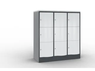 lockerkast cil.slot 1255x1150x540mm 3x3 vakken RAL7021 front RAL7035 - 1