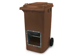 verrijdbare zoutbak,240l,HxBxD 1075x580x730mm,HDPE,bruin,deksel bruin