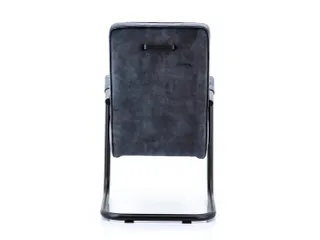 Luxe Vergaderstoel Dunton Antraciet Velours Zwart Sledeframe - 3