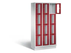 Lockerkast 1800x900x500mm 3x4 vakken Cilinderslot, Sokkel, RAL3003