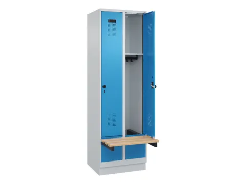 locker met bank,HxBxD 1950x600x815mm,2vak,vak B 300mm,draaigrendel