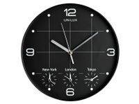 Wandklok Unilux On Time Ø30,5cm zwart/wit tijdzone cijfers