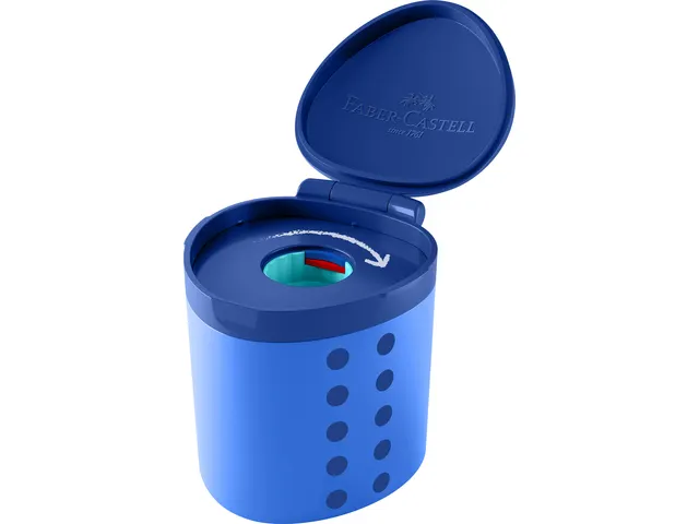 Puntenslijper Faber-Castell Grippy blauw enkel met opvangbakje