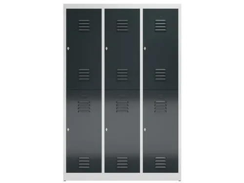Dubbeldekse garderobekast 1800x1185x500mm 3x2vak 400mm RAL7035 RAL7016