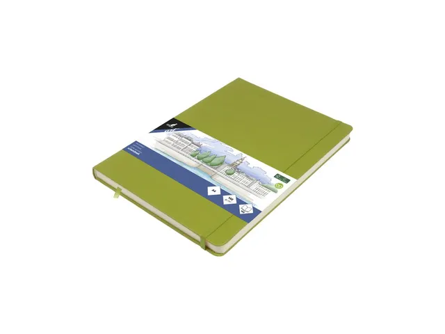 Schetsboek Kangaro A4 lime green PU HC 80 vel 140gr roomwit met elasti