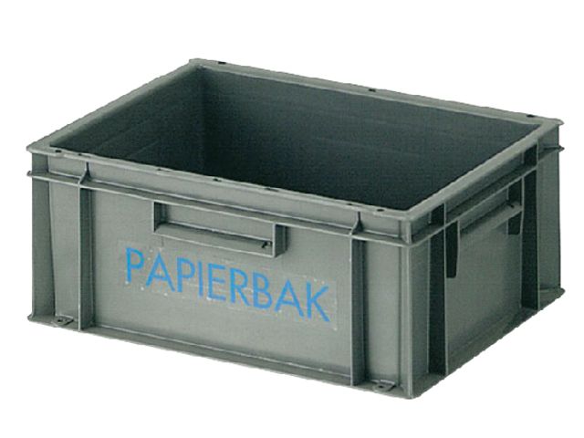 Papierverzamelbak kunststof 40x30x17.5cm grijs | AfvalbakkenOnline.be