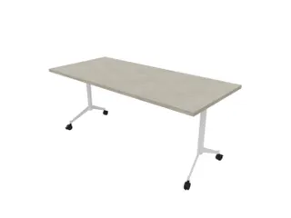 klaptafel,HxBxD 750x1800x800mm,hoekig,T-voet wit,ovale buis,blad beton - 1