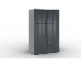 lockerkast cil.slot 1255x770x640mm 2x3 vakken RAL7021 front RAL7021 - 1
