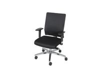 Bureaustoel 045 Zwart stof aluminium gepolijst voetkruis