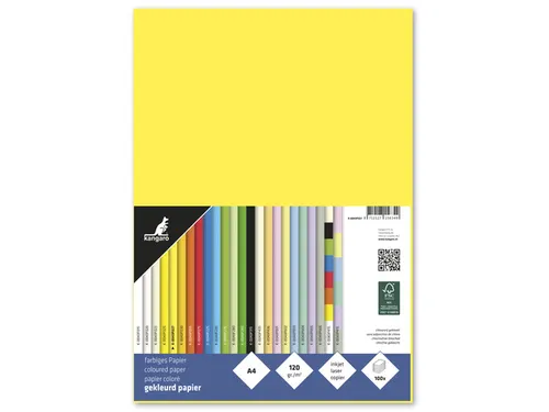 Papier Kangaro A4 120grs kanarie geel pak 100 vel