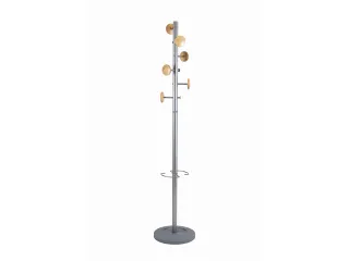 Music designkapstok aluminium met 9 houten haken met paraplurek 175cm - 1
