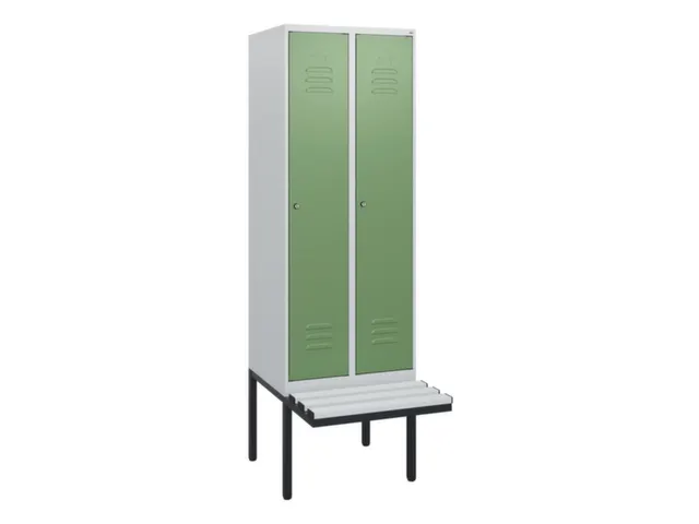locker met bank,HxBxD 1950x600x815mm,2vak,vak B 300mm,cil.-slot