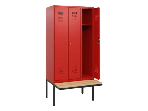 locker met bank,HxBxD 1950x900x815mm,3vak,vak B 300mm,cilinderslot