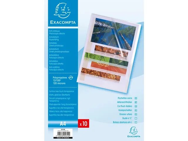 Zakje Met 10 L-Mappen Gladde Polypropyleen 0.12mm A4 Transparant