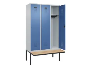 locker met bank,HxBxD 2120x1200x815mm,3vak,vak B 400mm,cilinderslot - 1