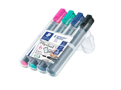 Viltstift Staedtler 356 voor flipover rond 2mm set à 4 stuks assorti