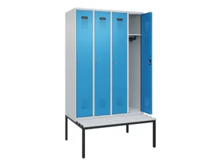 locker met bank,HxBxD 2120x1200x815mm,4vak,vak B 300mm,cilinderslot - 1