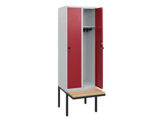 locker met bank,HxBxD 1950x600x815mm,2vak,vak B 300mm,draaigrendel - 2