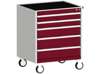 ladekast verrijdbaar 980x800x525mm 5laden romp RAL7035 front RAL3004 - 1