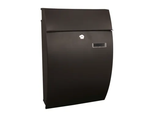 muurbrievenbus,staal,matzwart,HxBxD 480x322x155mm,inworp/uitname voor