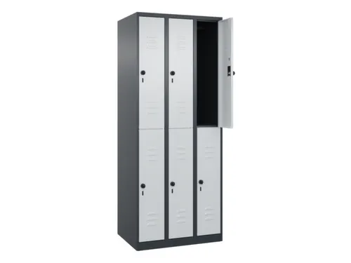dubbeldekse locker,HxBxD 1850x750x500mm,3x2vak.,vak B 250mm