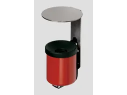 Wandasbak 0.6 liter HxØ 220x90mm Ral3000 Rood Staal Overkapping Rvs
