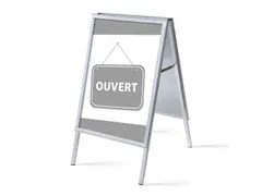 Stoepbord A1 complete set met print "OUVERT" Grijs