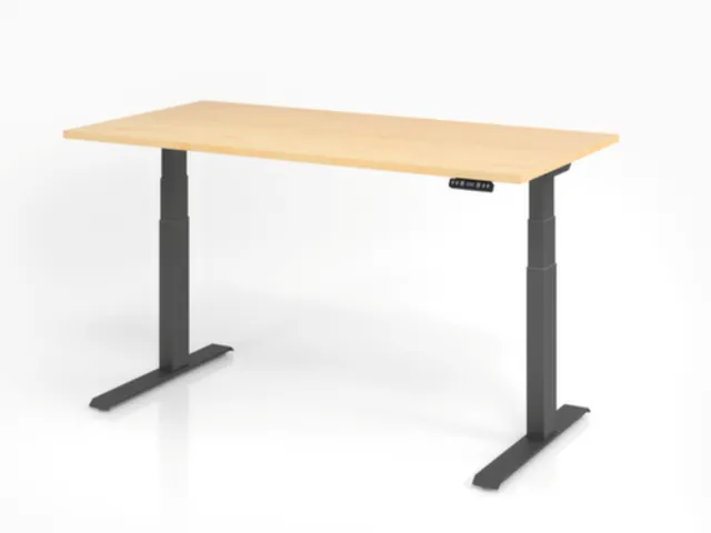 Bureau assis-debout électrique 640-1290x1600x800mm érable/graphite