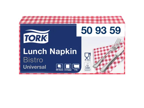 Servetten Tork 509359 1-laags 32x32cm rood 400st. 1/4 vouw