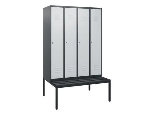 locker met bank,HxBxD 1950x1200x815mm,4vak,vak B 300mm,cil.-slot