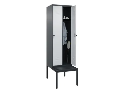locker met bank,HxBxD 2120x600x815mm,2vak,vak B 300mm,draaigrendel