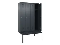 locker met bank,HxBxD 2120x1200x815mm,4vak,vak B 300mm,cilinderslot