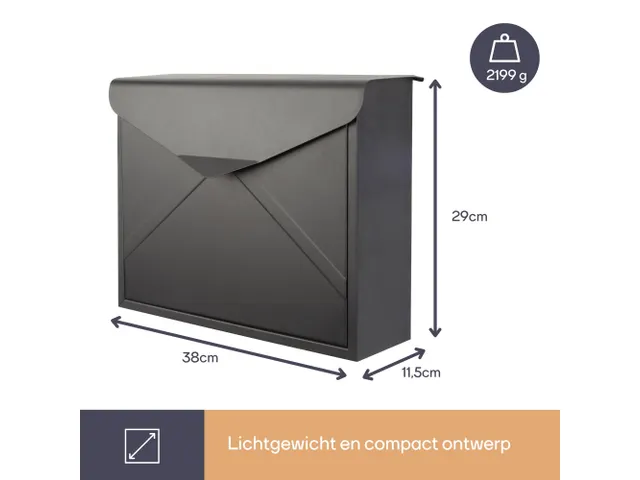 Brievenbus Mailbox Verona Mat Zwart Staal