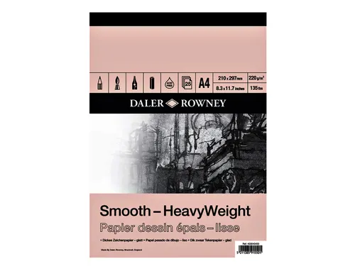 Tekenpapier Daler-Rowney Smooth Heavyweight 220gr A4 natuurlijk wit