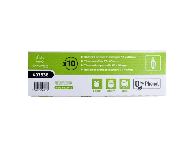 Papierrol zonder fenol voor bankkaartterminals 57x40mm